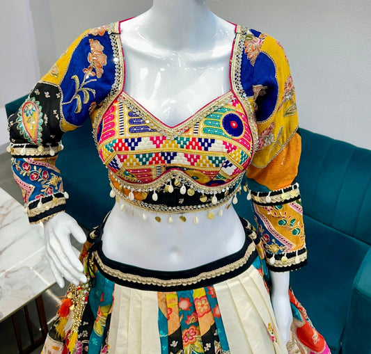Designer Cotton Multicolor Choli with Position Print & Thread Work size 36-46