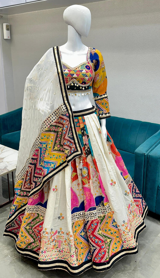 Designer Cotton Multicolor Choli with Position Print & Thread Work size 36-46