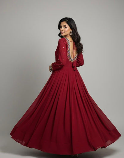 Designer Heavy Georgette Handwork Long Gown | Sabyasachi Style | Hot Pink | Sizes 36–46 | Customizable Fit