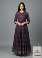 Designer Cotton Long Gown with Sequins Work | Wine Color | Sizes 36–40