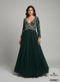 Designer Heavy Georgette Handwork Long Gown | Sabyasachi Style | Bottle Green | Sizes 36–46 | Custom Fit Available