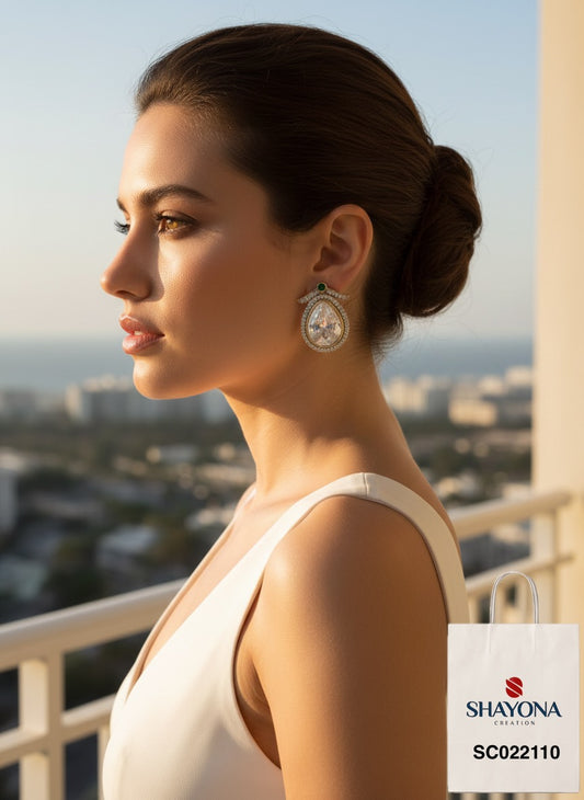 Premium Masonite Stud Earrings with Victorian Polish – Emerald, Pink, Blue & Clear Yellow