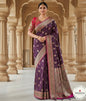 Royal Purple Wedding Saree with Heavy Worked Rani Pink Blouse - Adjustable Multi-Size Fit