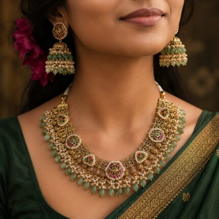 Luxury Heavy-Quality Real Pachi Kundan Statement Set